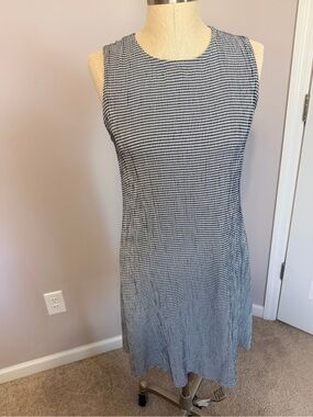 Notations Black and White Gingham Sleeveless Midi Dress